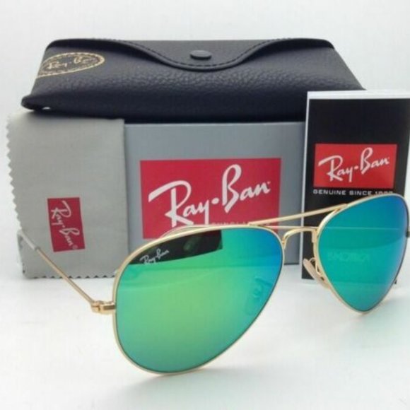 Ray-Ban Large Metal Gold Aviator Green Mirror - Picture 2 of 8